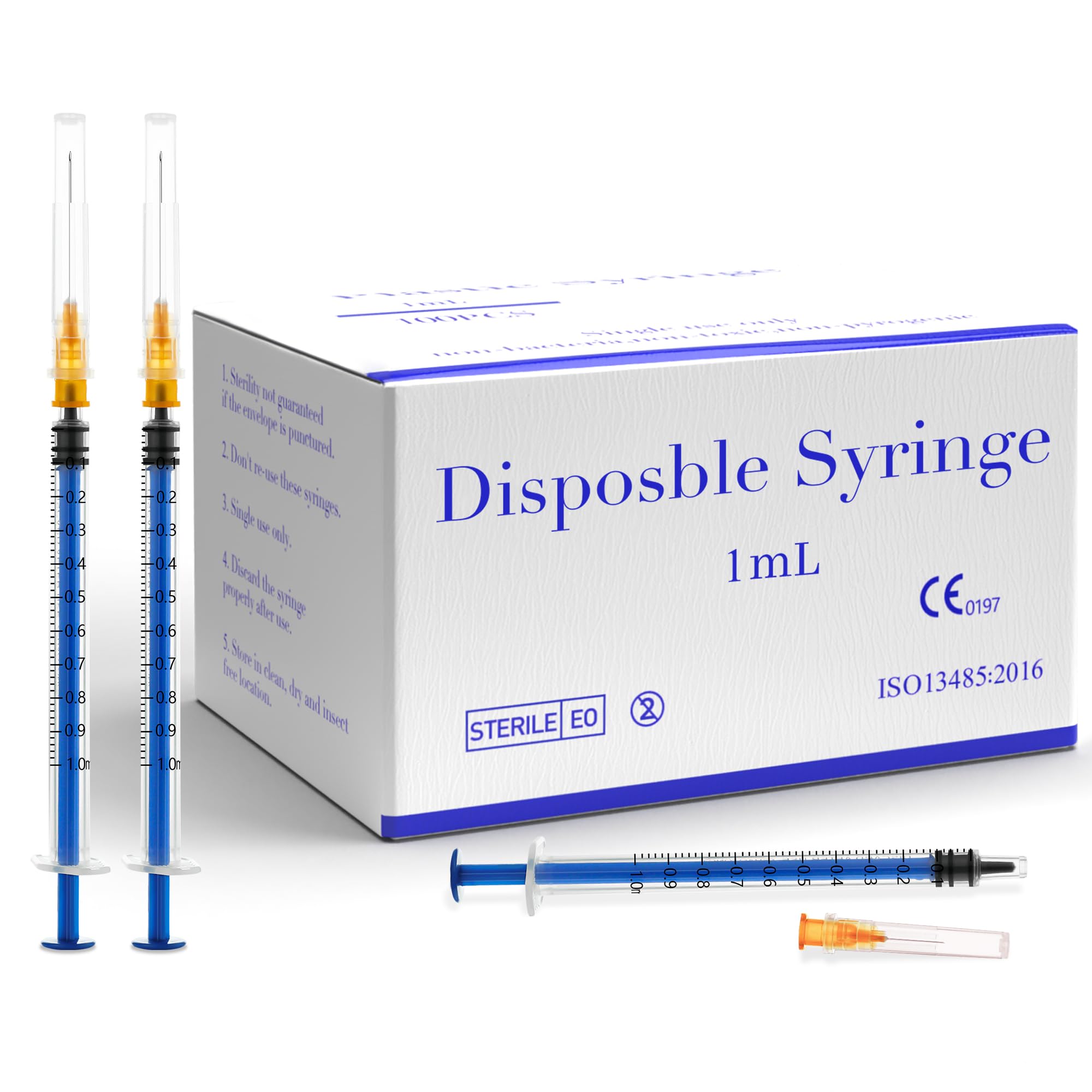 Photo 1 of 100Pack 1ml Disposable Luer Lock Lab Syringes with 25G 1Inch Needle,Individually Packed