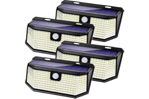 Aootek Solar Outdoor Motion Sensor Lights 2500Lm Solar Panel to 15.3 in² and 3 Modes(Security/Permanent On All Night/Smart Brightness Control) with IP65 Waterproof with Wide Angle(4pack)