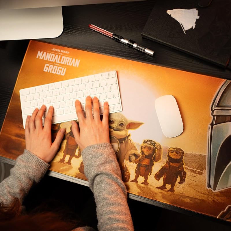 XXL The Mandalorian and Grogu Mouse Pad - Tapete de secretária Protetor de secretária: Impermeável e antiderrapante (80X35 cm)