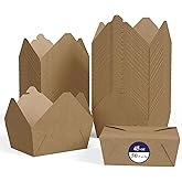 LITOPAK 50 Pack 45 oz To Go Food Containers, Kraft Brown Take Out Food Containers Leak Grease Resistant and Stackable for Restaurants, Homes, Offices, Picnics