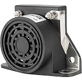 LINGYAO Backup Alarm 12V-48V 107dB Reverse Beeper for Truck Forklift RV | 12-48V auto-ranging 103-111dB; commercial vehicles semi truck van bus golf cart; IP67 waterproof; stainless bracket