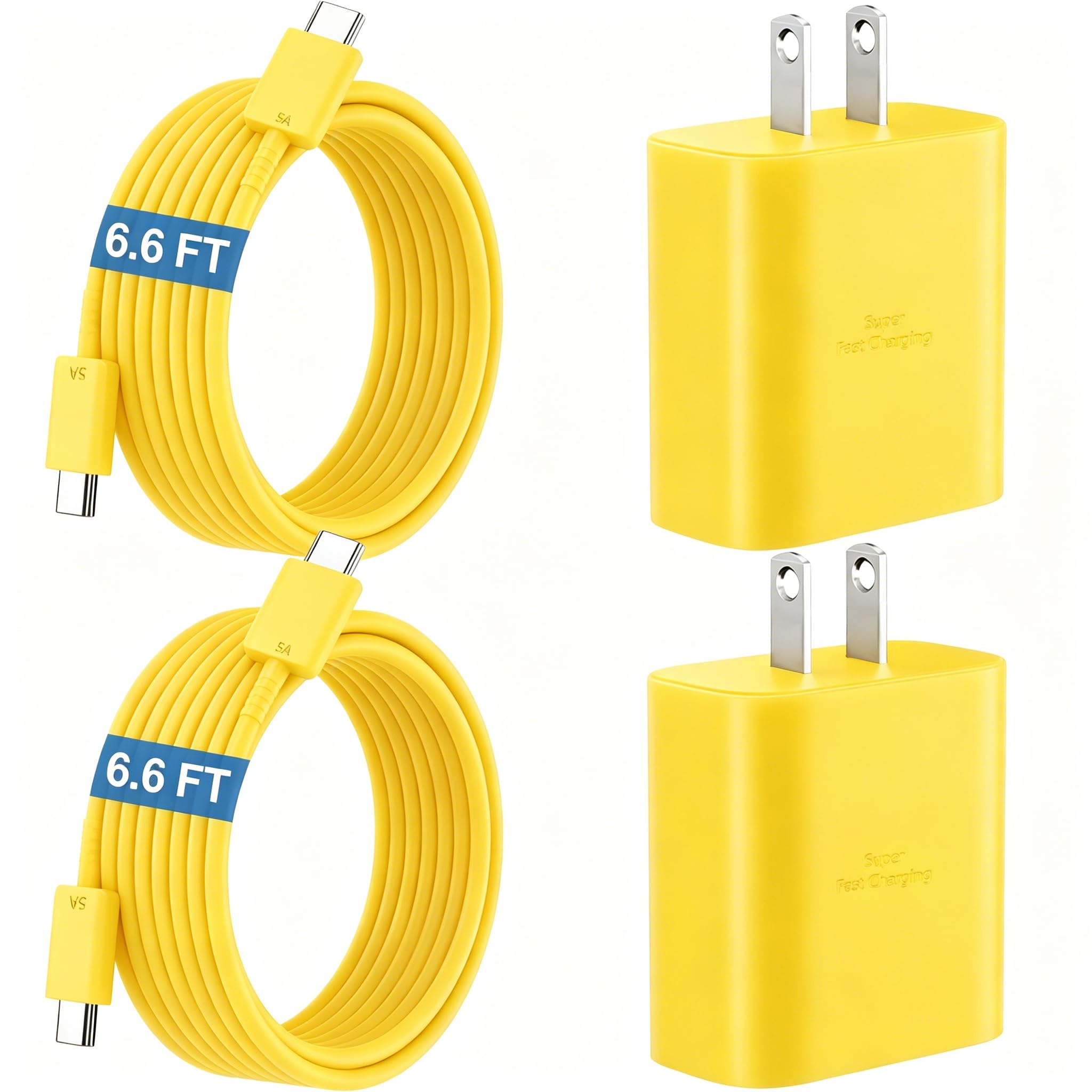 45W Super Fast Charger USB C Android Phone Type C Charger Fast Charging Block with 6.6FT Cord for Samsung Galaxy S26/S26 Ultra/S26+/S25 Ultra/S25/S24 Ultra/S24/S23 Ultra/S22/S21/S20/Note 10, Yellow