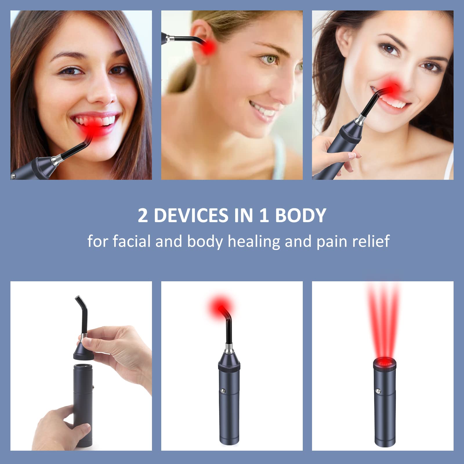 Infrared Red Light Therapy Device, Cold Sore Treatment Device Pain Relief for Mouth Nose Ears Knees Feet Hands Joints Muscles and Nerves, Health Care