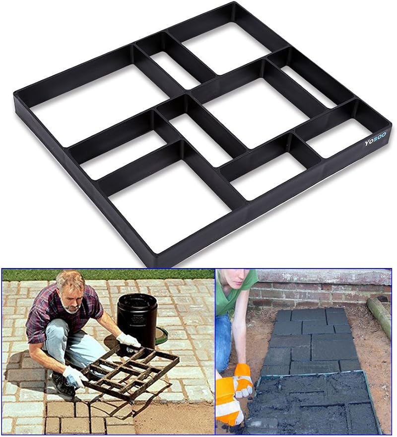 GOTOTOP DIY Concrete Mould 10 Chamber Garden Walkway Path Paving Form 45x40x4cm