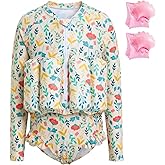 Summshall Toddler Swimsuit with Floatation, Baby Girls Long Sleeve Floating Bathing Suit Swim Suit for Summer Beach