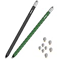StylusHome Stylus for Touch Screens (2 Pcs), High Sensitivity 2 in 1 Fiber Tips Pen with 8 Extra Replaceable Tips, Stylus for iPad iPhone Tablets Samsung All Universal Touch Screen (Black & Green)
