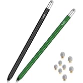 STYLUSHOME Stylus Pens for Touch Screens (2 Pcs), 2 in 1 Fiber Tips Pen | With 8 Replaceable Tips,Stylus for iPad iPhone Duo Tablets Samsung Universal Touchscreen,High Sensitivity,Black&amp;Green