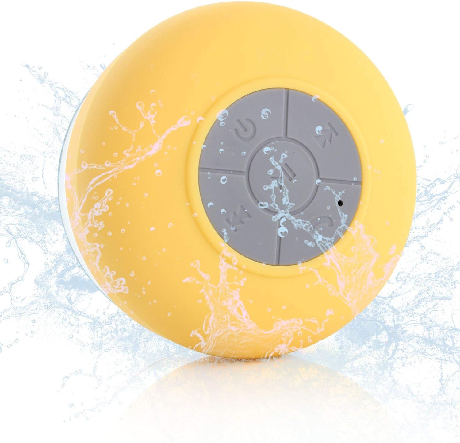 Mini Shower Speaker,Yingron Waterproof Bluetooth Shower Speakers Pool Wireless Portable Speaker with Suction Cup Handsfree, Up to 4-Hour Playtime, Built-in Microphone for Calls(Yellow)