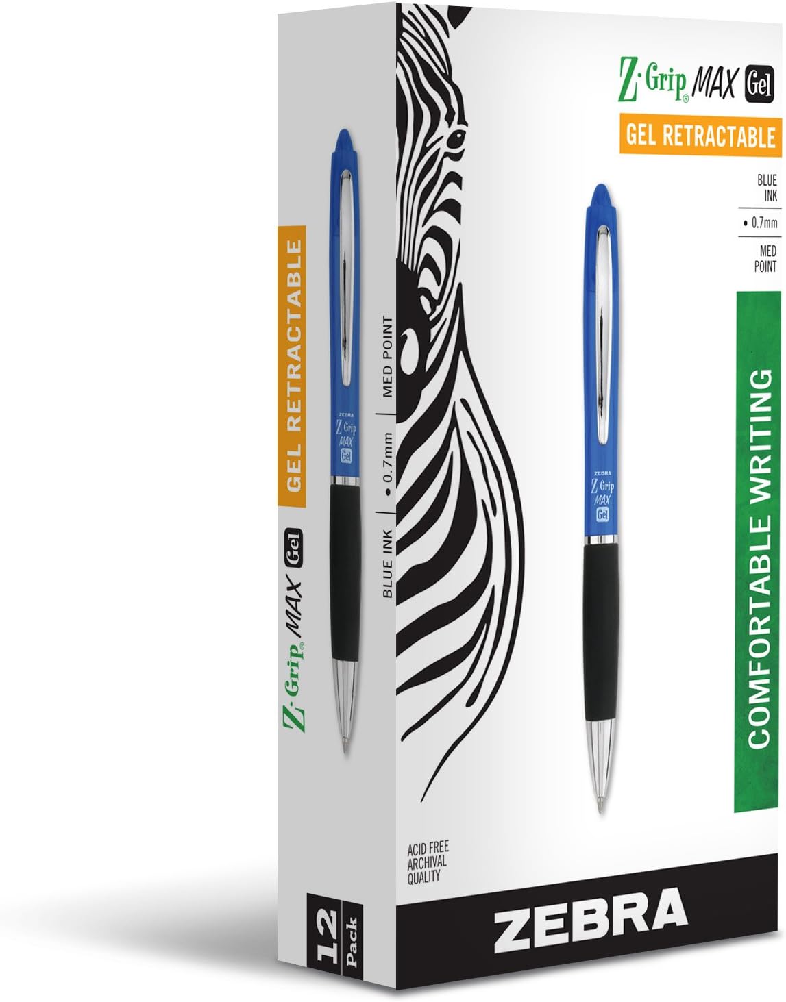 Zebra ZGrip MAX Gel Retractable Ballpoint Rollerball Pen