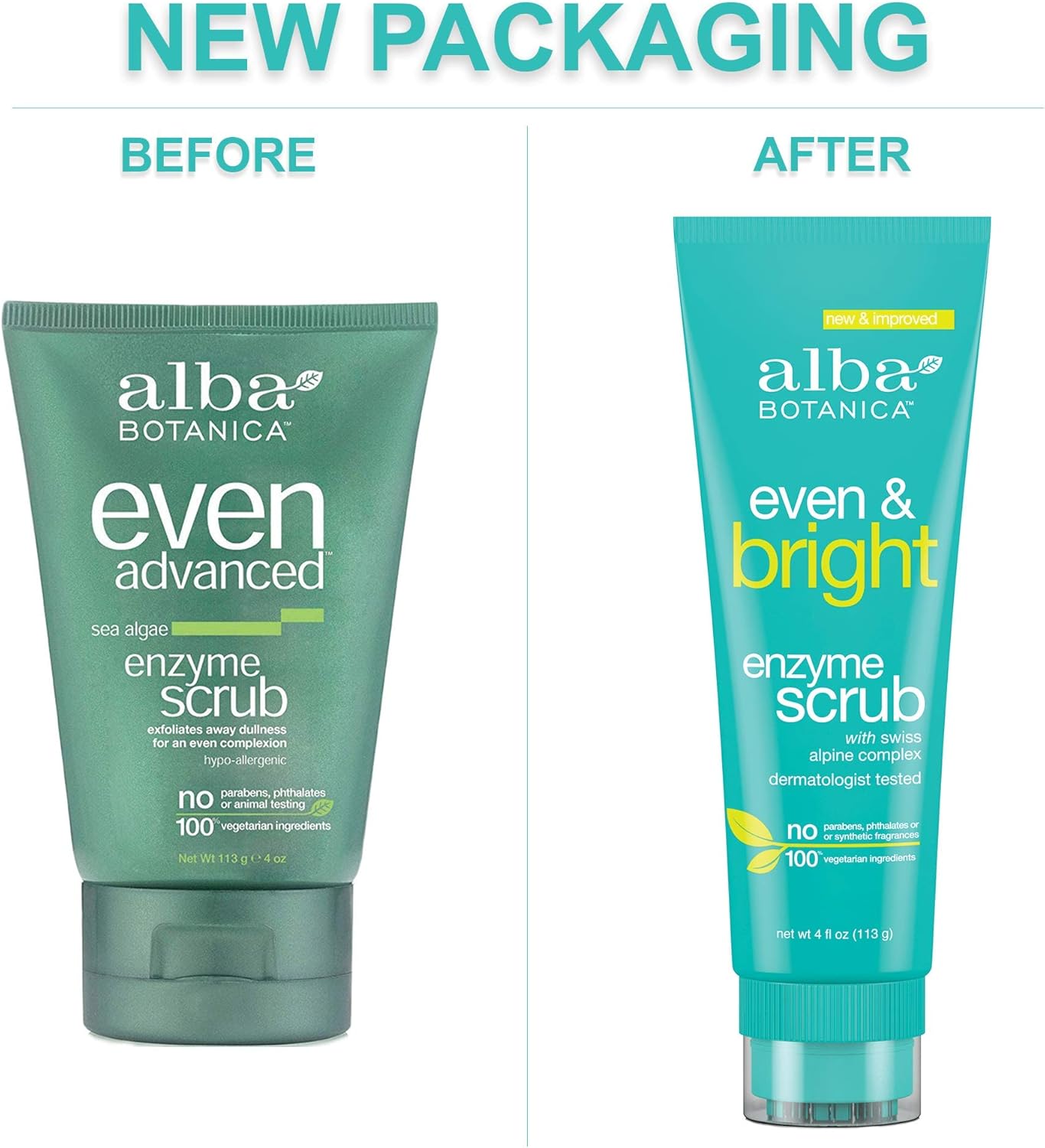 Alba Botanica Even and Bright Sea Enzyme Scrub, 4 oz. (Packaging May Vary): Beauty