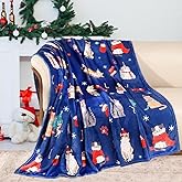 Tupmnbry Christmas Throw Blanket Christmas Cat Printed Blanket Super Soft Flannel Fleece Blankets Winter Plush Fuzzy Warm Bed Blankets Xmas Holiday Decor for Couch Bed 50"X60"