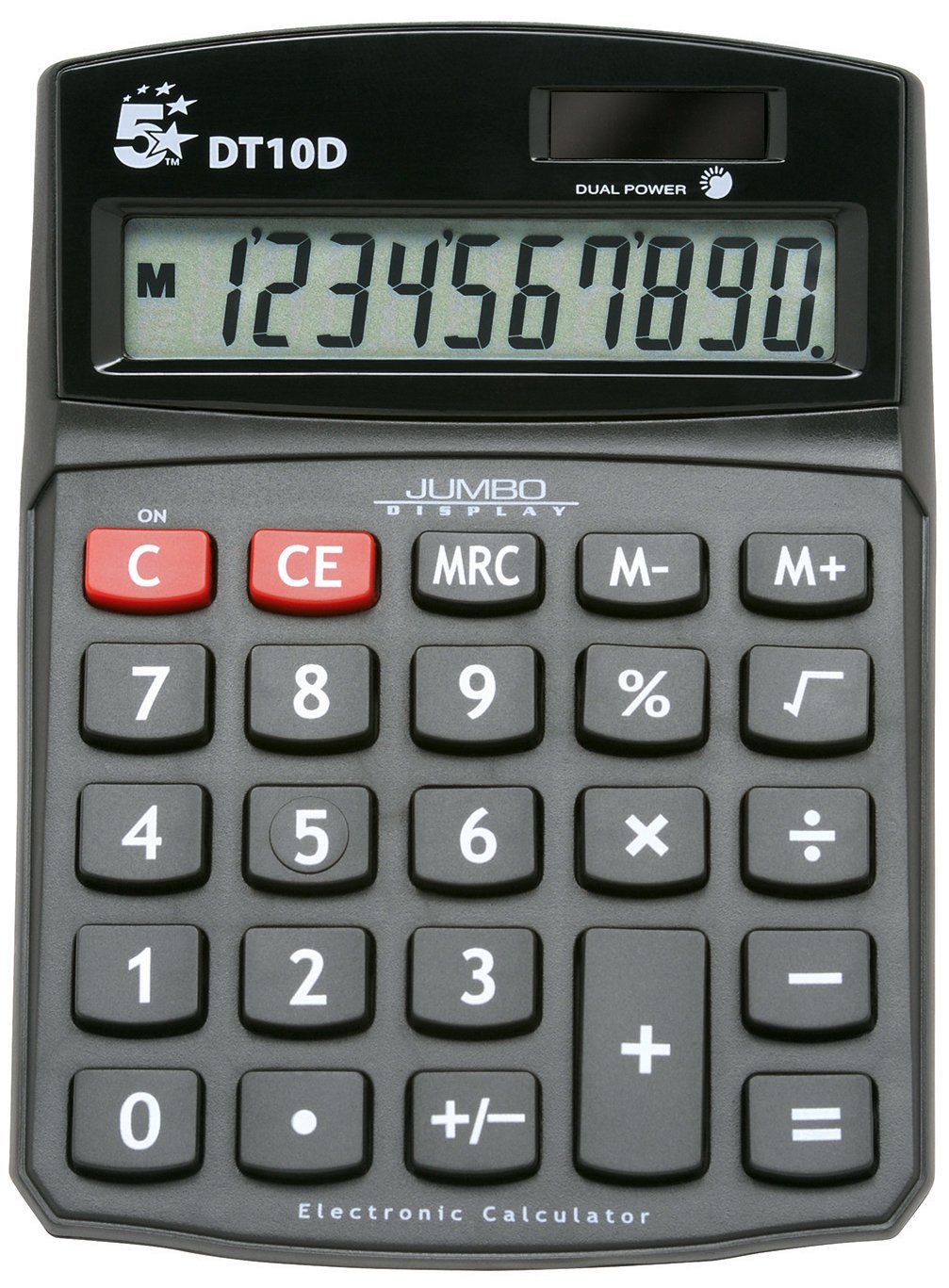 5 Star Calculator Desktop Battery/Solar-power 10 Digit 3 Key Memory Ref DT10D