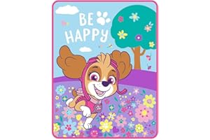 Paw Patrol Girls Be Happy Dog Walk Silky Soft Plush Throw Blanket, 46 in x 60 in (117 cm x 152 cm)
