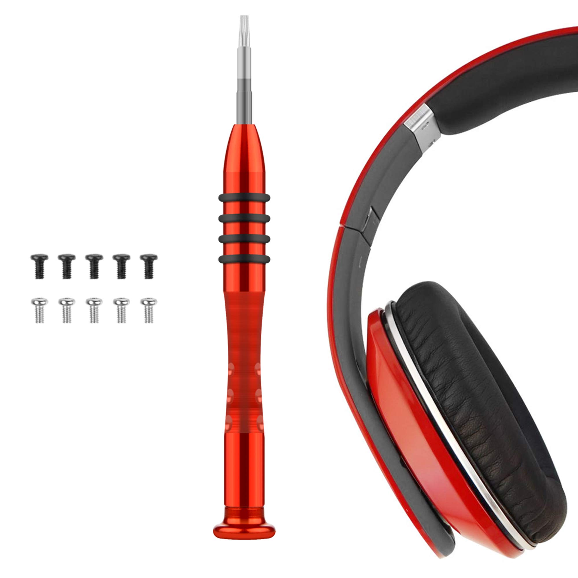 Geekria Replacement Headband Tool Compatible with Beats Studio3 Wireless, Studio2, Studio 1.0 Headphones, 10 Pcs Screws + Screwdriver Tool Kit (Red)
