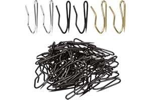 Rustark 58pcs Black Metal Curtain Hooks Stainless Steel Heavy Duty Pin-On Drapery Hooks Pin for Drapes Pinch Pleat Curtain Ho