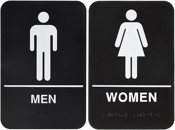 2 Items Man and Woman Bathroom Signs for Door Original Ada Approved All