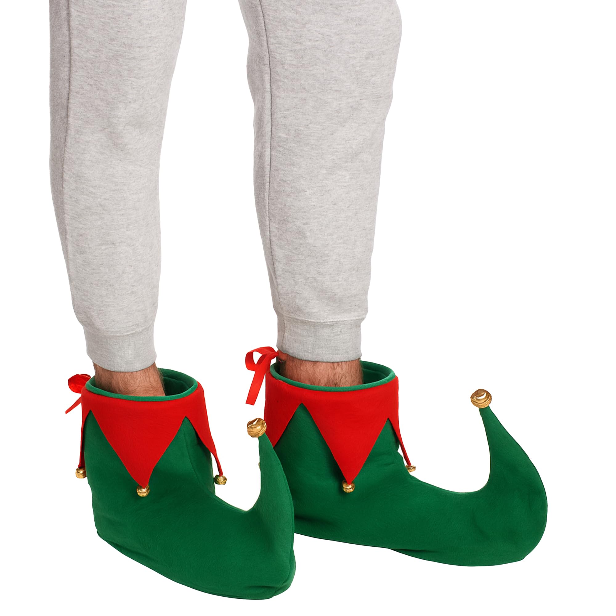The Fancy Dress® Adults Deluxe Christmas Fancy Dress Elf Shoes With Bells (Elf Shoes)