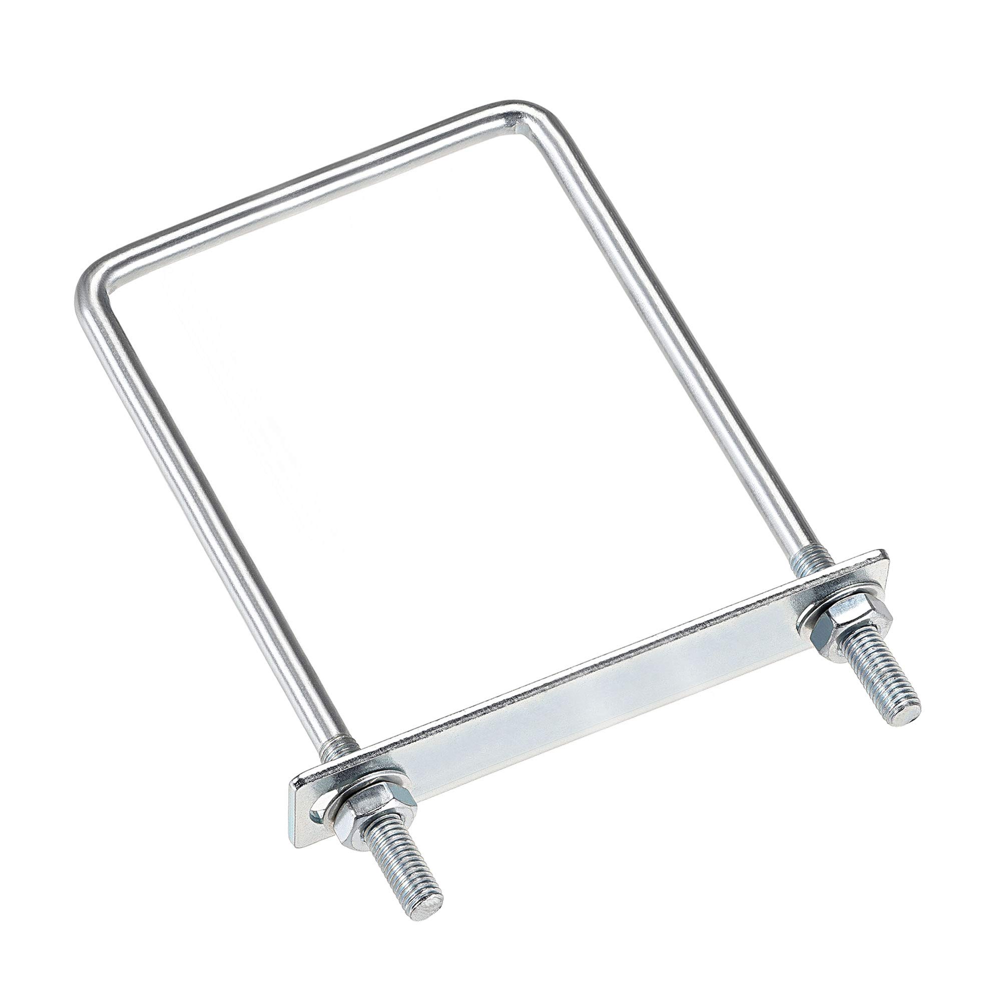 sourcing map Square U-Bolts 3-1/2"(90mm) Inner Width 180mm Length Carbon Steel M8 with Nuts, Frame Plate, Round Washers