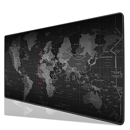 Halomy Gaming MausPad,Groß 80x30x0,2cm Schreibunterlage Weltkarte MausPad mit rutschfester Boden,doppelt gewebt Stoff Oberflä
