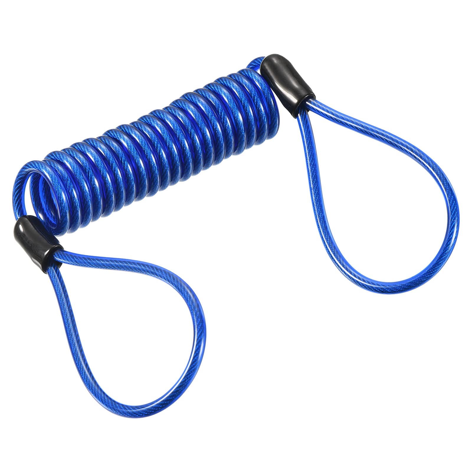 PATIKIL Security Steel Cable 3.5mm x 1.5m/4.92ft Coated Spring Luggage Lock Wire Rope with Double Loop Blue