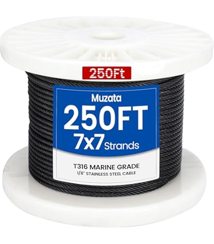 Muzata 60Pack Black Cable Railing Kit Hand Swage Threaded Stud Tensioner For 1/8" Cable For 4x4 2x2 Wood Metal Post Deck Stair Cable Railing Hardware T316 Stainless Steel CR39