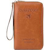 Multi-Function RFID Travel Passport Wallet with Phone Pocket - Ultimate Passport Holder for Women & Men | Holds Phones, Passports, Cash, Cards & Boarding Passes (Brown)