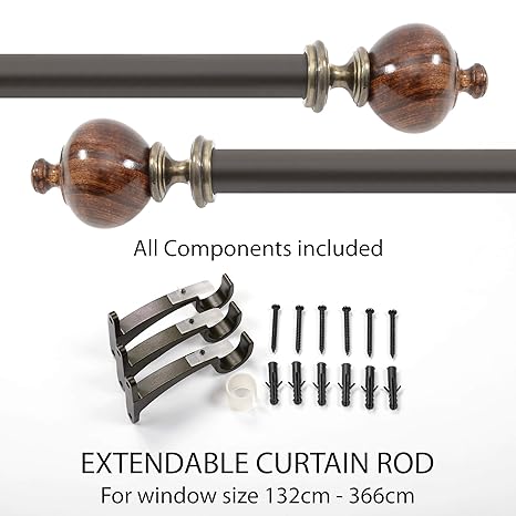 Buy Deco Window 52 To 144 Extendable Curtain Rod Wood Trophy