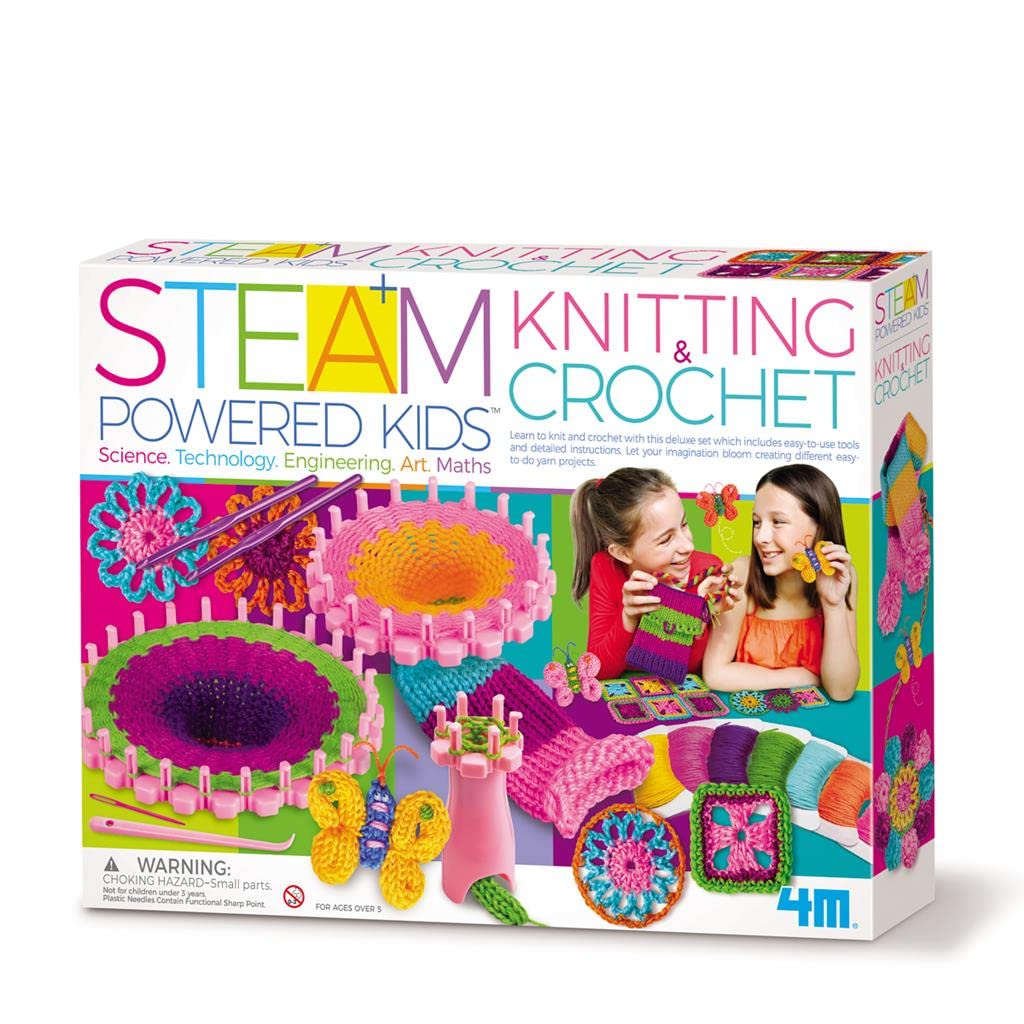 4M STEAM Powered Kids - Knitting & Crochet, Bumper Activity Kit, Arts, Craft and Sewing for Kids Ages 5+ — image 1