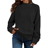 Zyyfly Womens Oversized Mock Neck Sweater Chunky Loose Long Sleeve Casual Fall Knit Pullover Sweaters