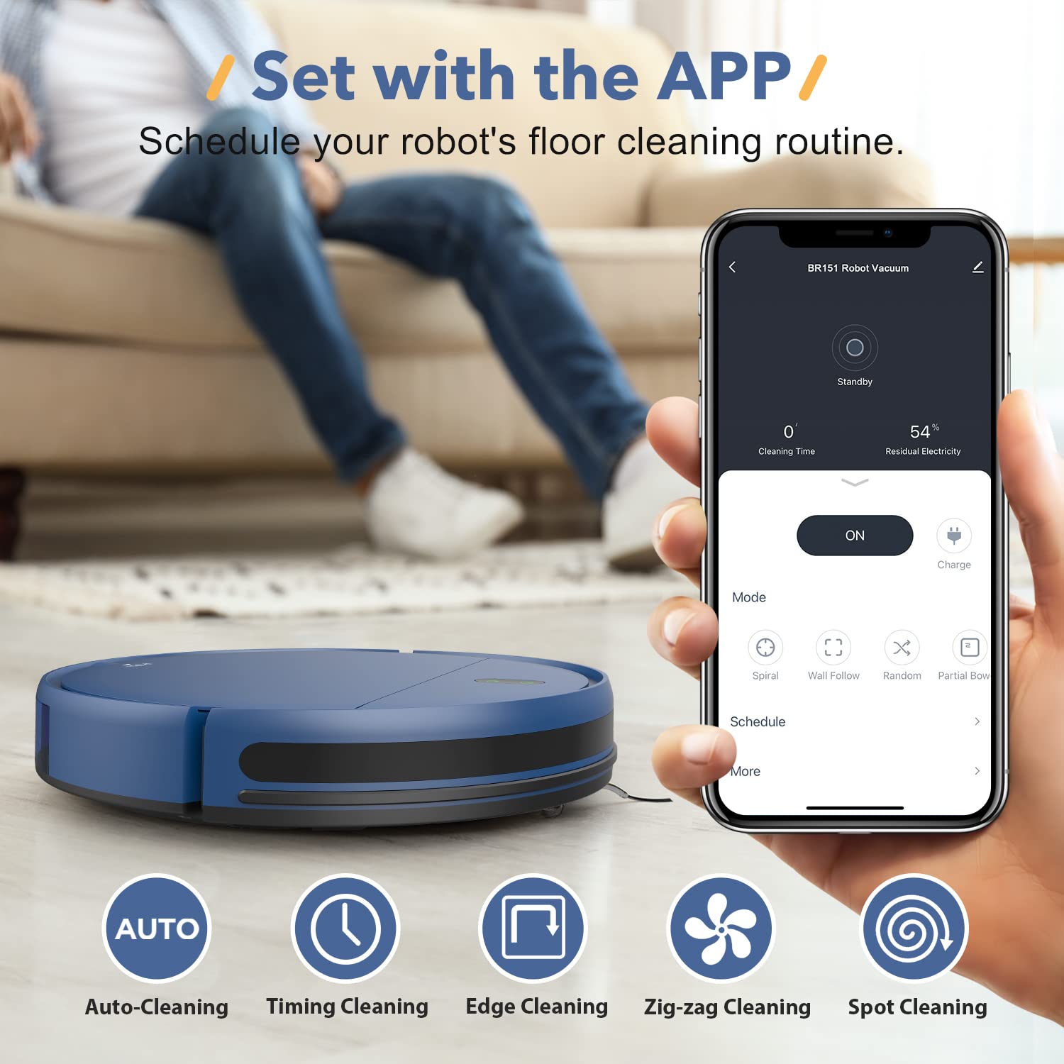 UMMUND Robot Vacuum and Mop Combo, 2 in 1 Robotic Vacuum Cleaner, with WiFi/App/Voice, Schedule Settings, Self-Charging, Ideal for Hard Floor, Pet Hair and Low Pile Carpet - Image 2