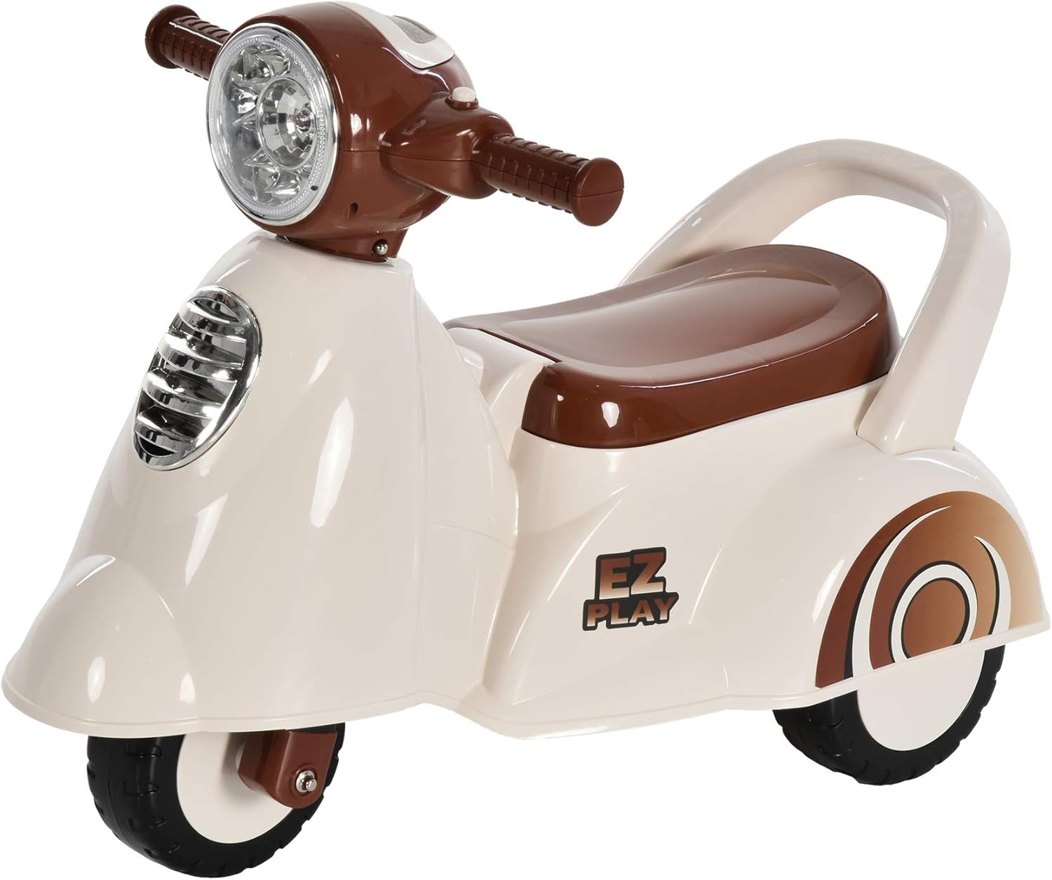 Homcom Porteur Enfants Moto 12 36 Mois Dim 66l X 46l X 43h Cm Effets Lumineux Et Sonores Coffre Blanc Marron Amazon Fr Jeux Et Jouets