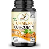 Pure Turmeric Curcumin 1000 mg Black Pepper Extract 95% CURCUMINOIDS,Non GMO, Increased Absorption, Gluten Free, 500mg 60 Veggie Capsules
