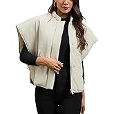 Haianguoji Women's Lightweight Oversized Puffer Cape Vest Cap Sleeve Padded Cape Jacket Outwear with Pockets