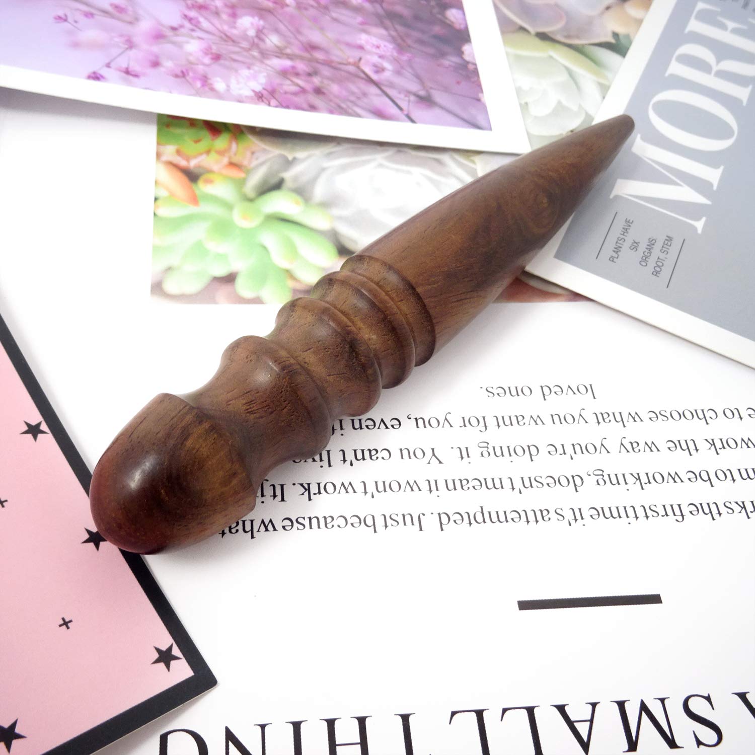 Honbay 1PCS Ebony Wood Leather Edge Burnisher Tool for Burnishing Leather Projects (4 Grooves)