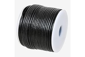GENIQUE Real/Genuine Round Leather String Cord for Necklace, Bracelets, Jewellery, Braiding (1.5mm, Black)
