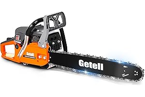 Getell 58CC Gas Chainsaw - Powerful 20-Inch, Easy-Start with Enhanced Safety Features and Automatic Oiler for Precision Wood Cutting (T10 PRO)