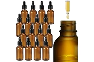 16 Pack Dropper Bottle 1.7 oz, 50 ml Dropper Amber Glass, Refillable Amber Bottle for Essential Oils, Liquid Aromatherapy Fra