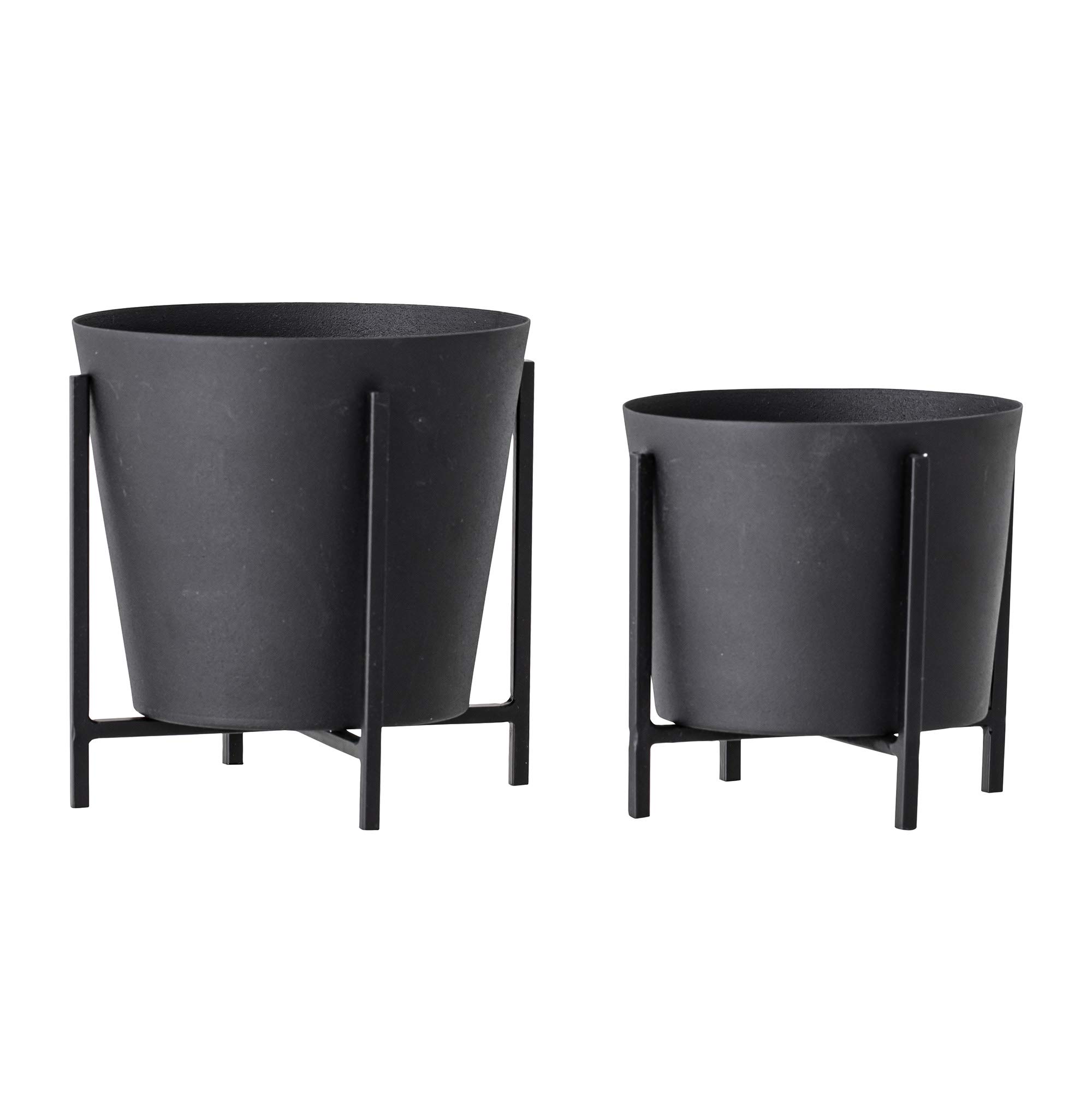 Bloomingville Ilse 82048824 Flower Pot Set of 2 Metal in Black Dimensions: Pot 1: 11 cm x 11 cm x 11 cm, Pot 2: 12.5 cm x 12.5 cm x 13.5 cm