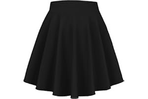 ELESCAT Mini Skirts for Women Basic Skater Pleated Flowy High Waisted Casual Short Skirt