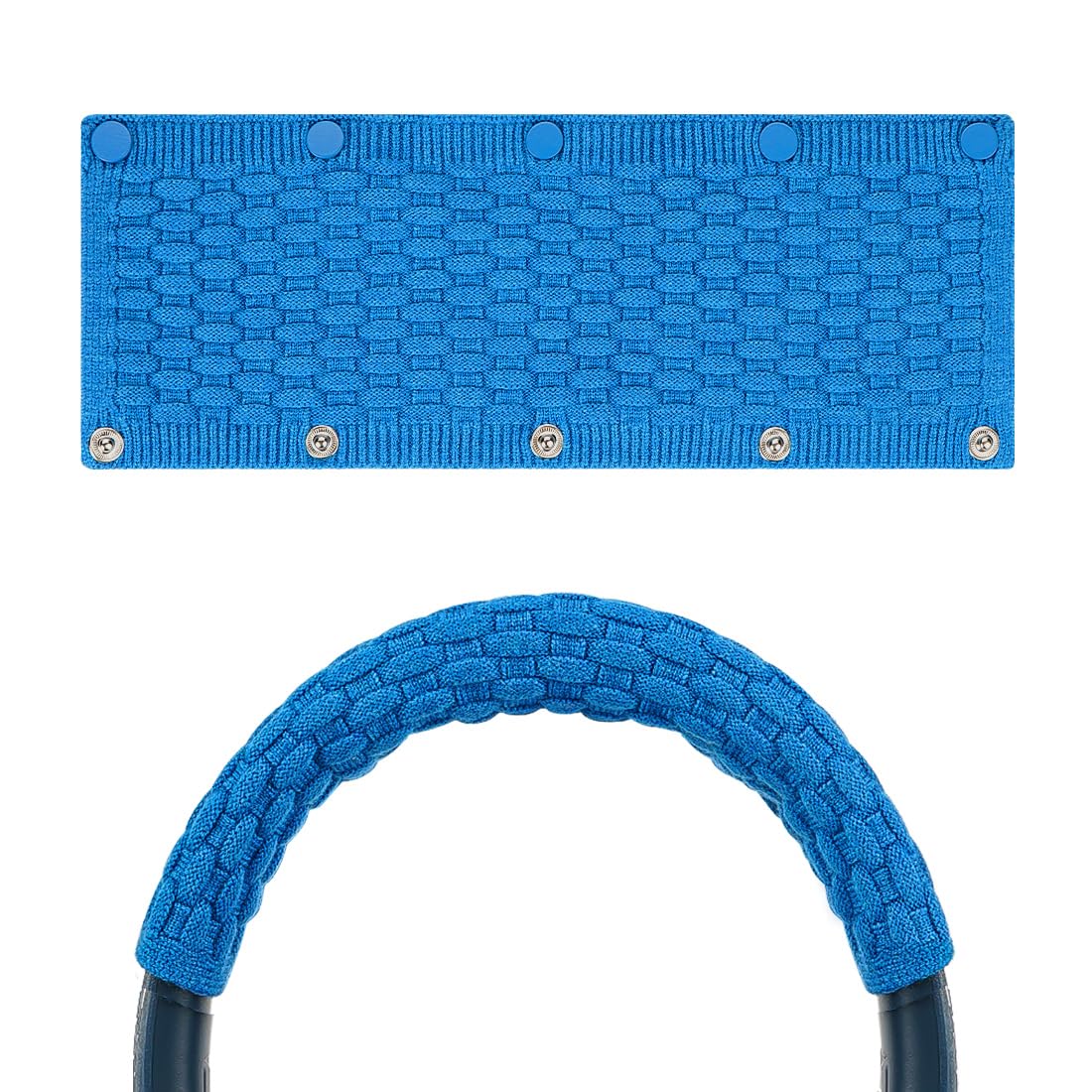 Geekria Knit Fabric Headband Cover Compatible with SONY WH-1000XM6/XM5/XM4 Headphones, Head Cushion Pad Protector, Replacement Repair Part, Easy DIY Installation (Ocean Blue)