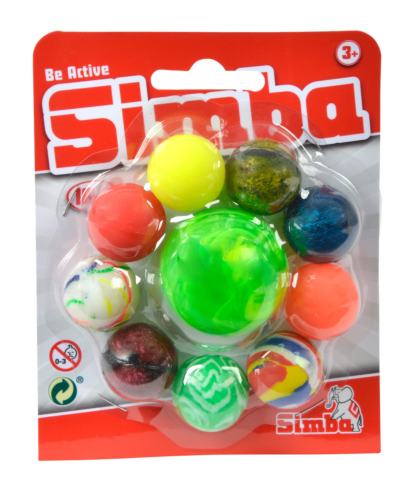 Simba 107353229 Jumping Balls Set of 10, 9 x 27 mm Balls, 1 x 45 mm Ball, from 3 Years, Multicoloured, S