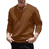 HOTake Mens Crewneck Sweatshirts Waffle Panttern Texture Outdoor Leisure Pullover Sweatshirts
