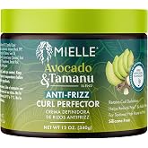 Mielle Organics Avocado &amp; Tamanu Anti-Frizz Curl Cream for Textured Hair - Smoothing &amp; Defining Cream to Lock In Moisture &amp; Enhance Shine - Curly Hair Styling Products for Women &amp; Men, 12oz
