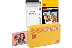 KODAK Mini 2 Retro Portable Bluetooth 4PASS Photo Printer, 2.1x3.4, 38 Sheets Bundle, Instant Printer for iPhone & Android, Y