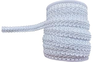 MONIDOOR 1/2 Inch Gimp Braid Trim 15 Yards for Upholstery Costume DIY Crafts(White 1009)