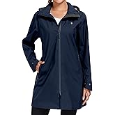 Little Donkey Andy Women's Waterproof Mid-Length Rain Jacket with Hood Windbreaker Coat for Hiking Travel