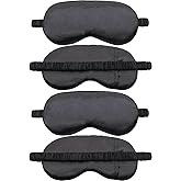 4 Pack Sleep Mask for Women & Men, 100% Blackout Silky Eye Cover, Zero Eye Pressure Soft Satin Blindfold with Elastic Adjustable Strap, Lightweight Night Eyes Shade for Travel Nap Side & Back Sleepers