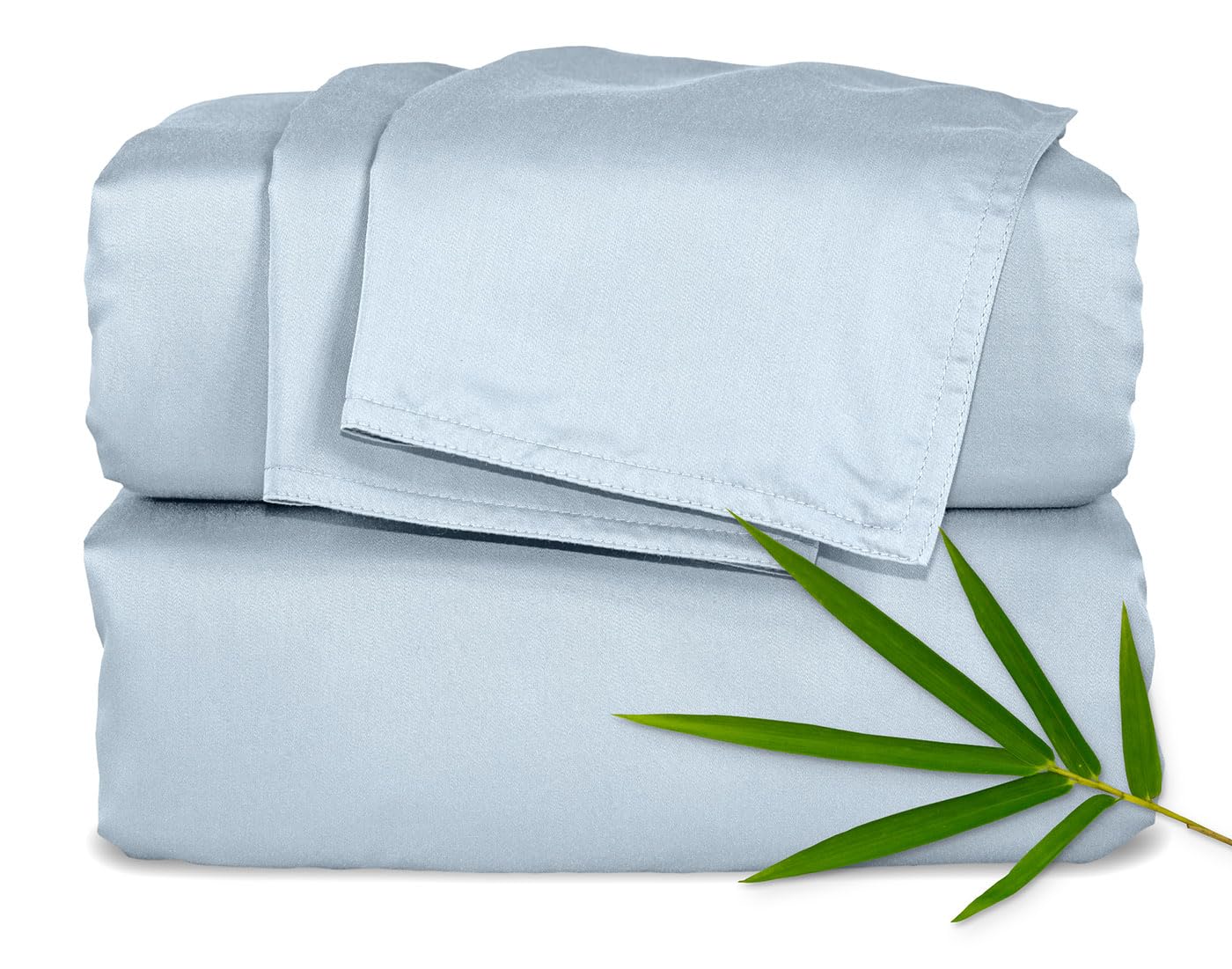 Photo 1 of Pure Bamboo King Sheets, Genuine 100% Organic Viscose Derived from Bamboo Bed Sheet Set, Luxuriously Soft & Cooling, Double Stitching, Lifetime Quality Promise (King, Glacier)