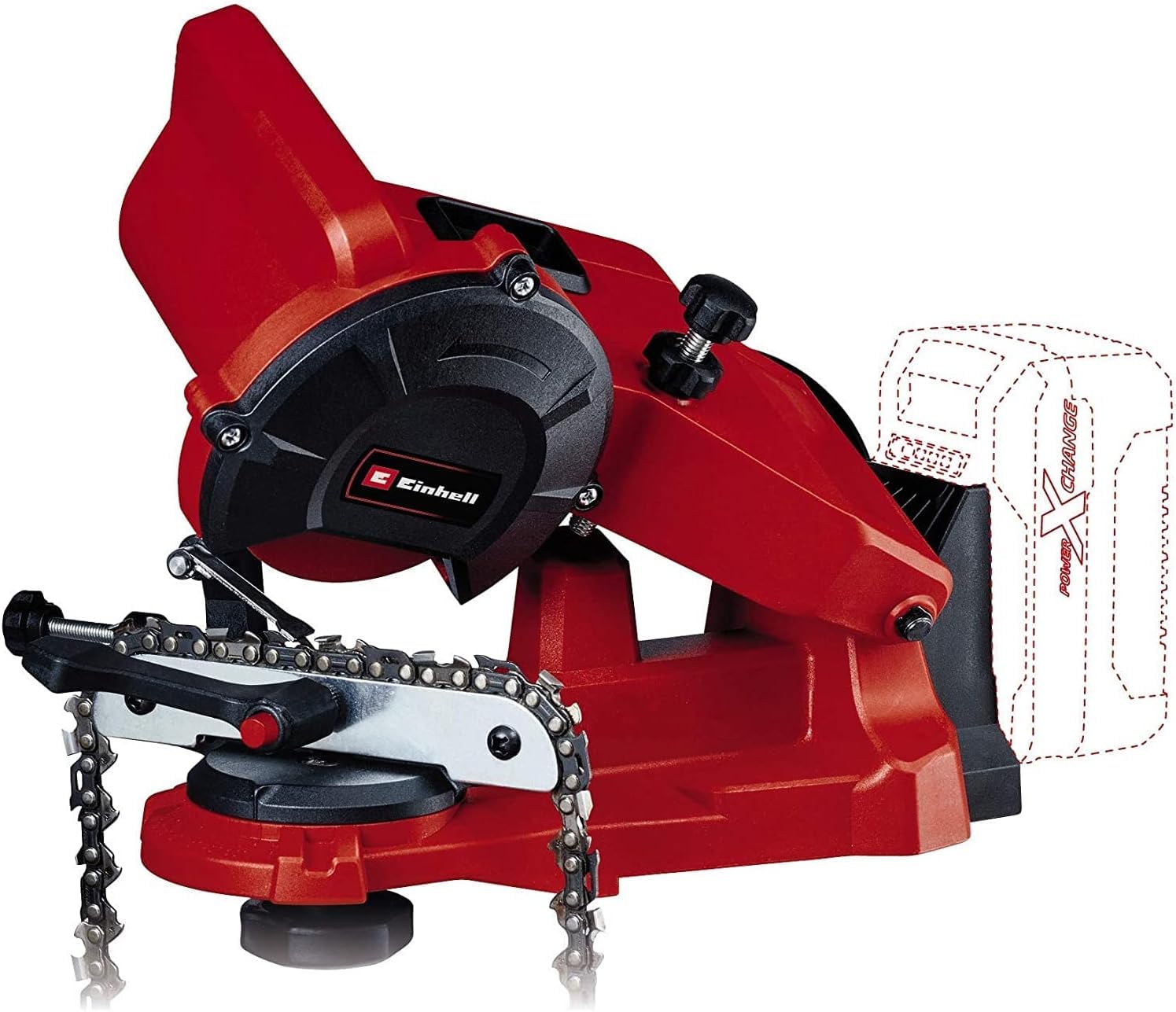 Einhell Cordless Chainsaw Sharpener 18V Power X-Change, Depth Stop, Chain Tensioner, Precision Angle Adjustment, Mounting Plate, Without Battery GE-CS 18 Li Solo