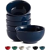 KooK Soup Bowls, Cereal Bowl, Ceramic, Bowls for Kitchen, Microwave, Dishwasher and Freezer Safe, Porcelain Dishes for Pasta, Salad, Oatmeal, Deep Interior, 20 oz, Set of 6, (Navy)